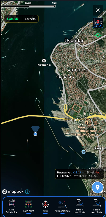 CAD Editor GPS point stakeout satellite map screen