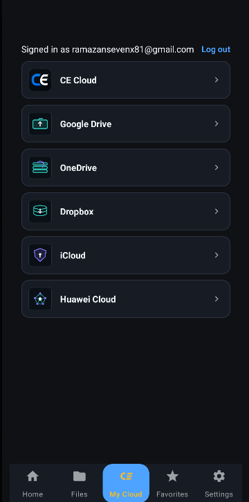 CAD Editor cloud projects and storage providers screen